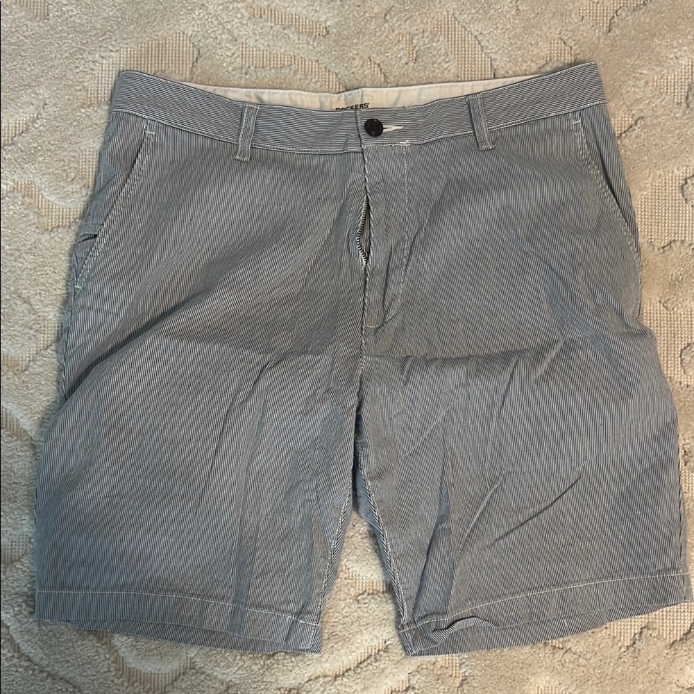 USED Dockers Men's Blue Seersucker Shorts Waist 34